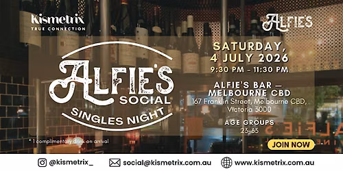 July 04 | Alfie's Social - Melbourne's Biggest Singles Night | Ages 23\u201333