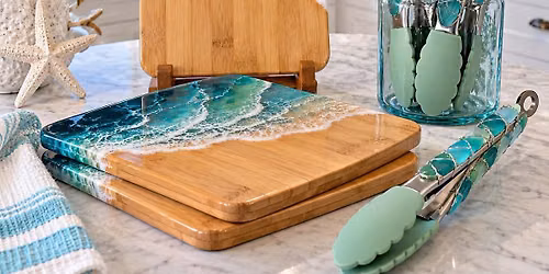 Taking Resin To The Next Level Resin Cutting Board and Sea Glass Serving Tongs Workshop