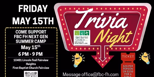 Trivia Night Summer Camp Fundraiser