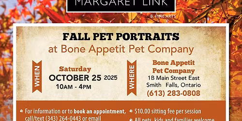 Fall Pet Portraits Bone Appetit Pet Company  Saturday October 25 10-4 call/text 343 264 0443 to book