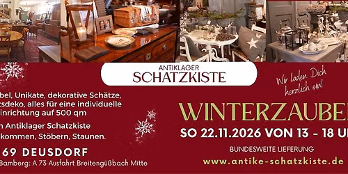 Winterzauber 2026 im gro\u00dfen Antiklager Schatzkiste bei Bamberg