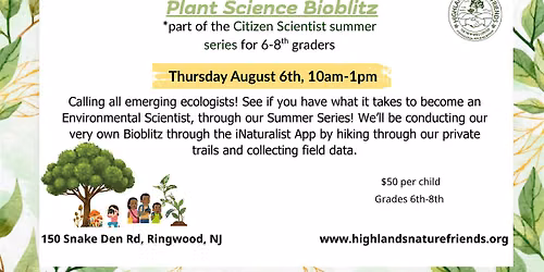 Plant Science BioBlitz(6th-8th Graders)