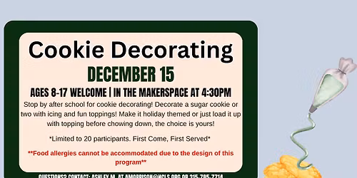 Ages 8-17 Cookie Decorating