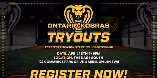 Tryouts for the Ontario Kobras Baseball Club