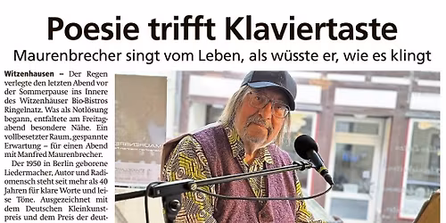 Manfred Maurenbrecher "Vielleicht viel leichter" - 21.11.25 - 19.00 Uhr - Die Vita-Mine 