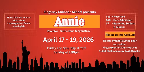 Kingsway Christian School presents "Annie"