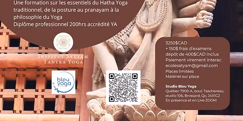 Formation 200hrs en PRÉSENCE, Brossard, Québec du 29 novembre 2025 au 7 juin 2026