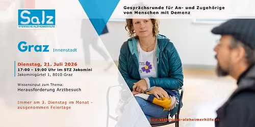 Gespr\u00e4chsrunde GRAZ II f\u00fcr An- und Zugeh\u00f6rige Menschen mit Demenz