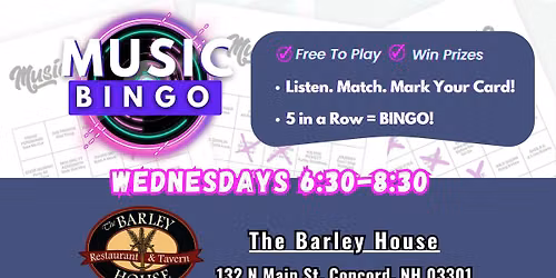 Music BINGO @ The Barley House Restaurant & Tavern