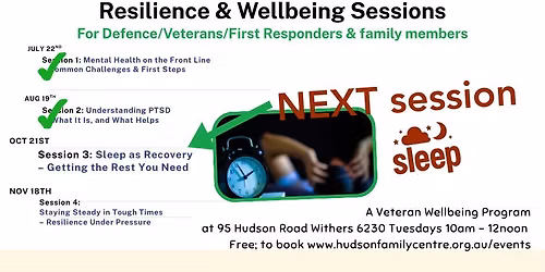 Resiliance and Wellbeing Sessions Defence\/Veterans\/1st Responders