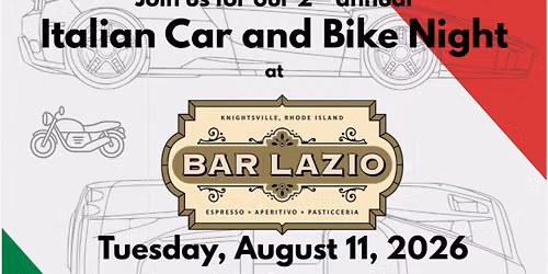 Italian Car and Bike Night at Bar Lazio, presented by Vespa Club of RI