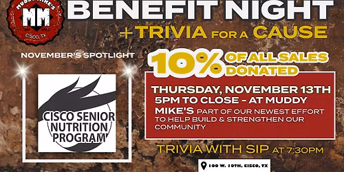 Benefit Night - Cisco Senior Nutrition- 10% of all sales!