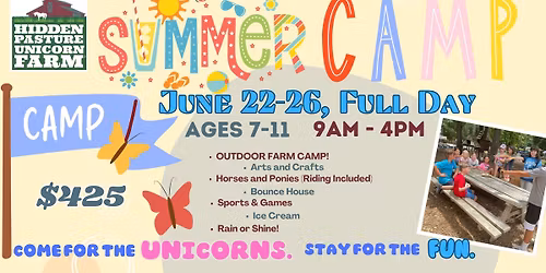 5-Day Summer Camp June 22-26, FULL DAY 9-4 pm