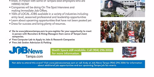 ** TAMPA JOB FAIR - TOP Local Companies Hiring 100s of JOBS August 25th