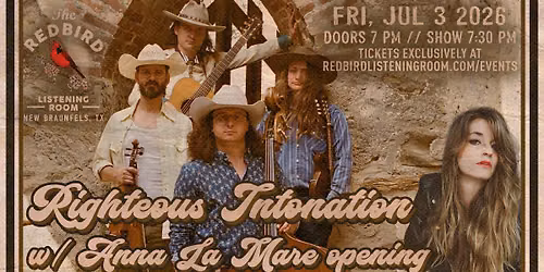 Righteous Intonation w\/ Anna La Mare @ The Redbird - 7:30 pm
