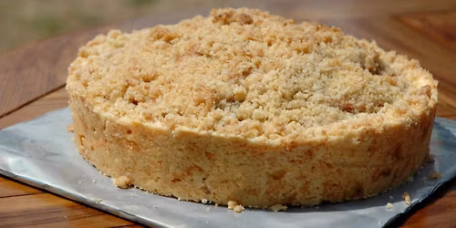 Peach Marzipan Streusel Cake