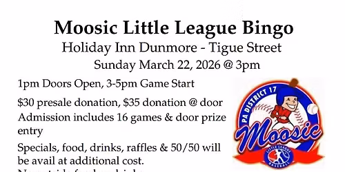 Moosic Little League Bingo