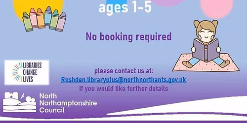 Family hubs storytime at Rushden Library.