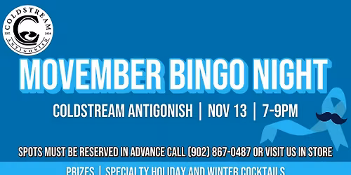 Movember Bingo at Coldstream Antigonish