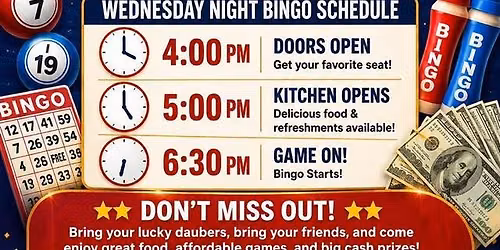 WEDNESDAY Night BINGO Gardner Elks #1426