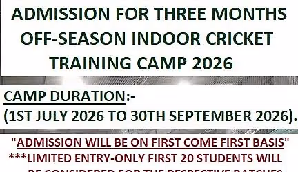 ACCC MUMBAI ADMISSION FOR THREE MONTHS OFF-SEASON INDOOR CRICKET TRAINING CAMP 2026