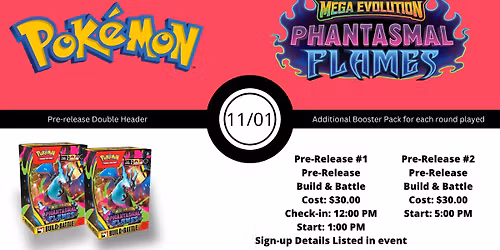 Pokemon Pre-Release Phantasmal Flames Build & Battle Double Header