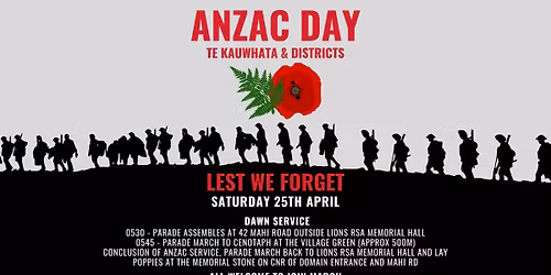 Anzac Day Services - Te Kauwhata