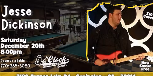 Jesse Dickinson LIVE at Five O'Clock Sports Bar & Grill