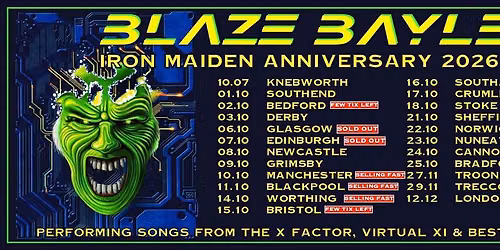 BLAZE BAYLEY - IRON MAIDEN ANNIVERSARY  - Fri 2nd Oct, Bedford Esquires 