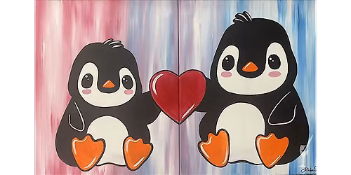 Two Penguins Express Love - Family Fun - Paint and Sip in Houston | Classpop!\u2122