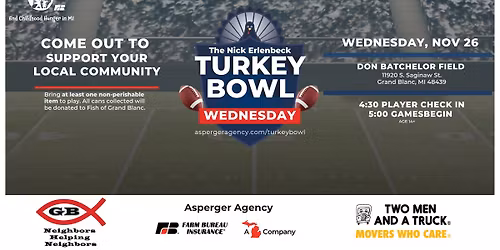 3rd Annual Nick Erlenbeck Turkey Bowl - Flag Football & Community!