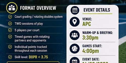 DUPR Sunday - Rotating Doubles Session