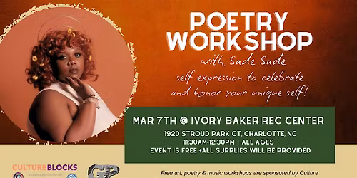 Poetry Workshop with Poet Sade Sade!