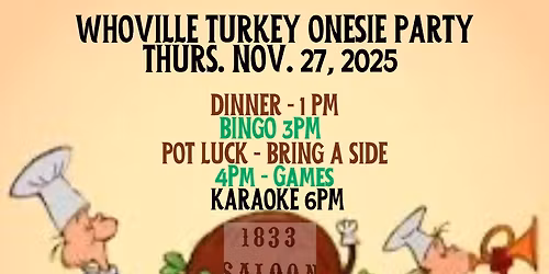 WhoVille Turkey Onesie Potluck Party