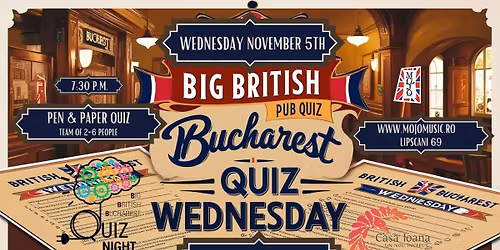 Big British Bucharest Quiz Night - 5th November 2025