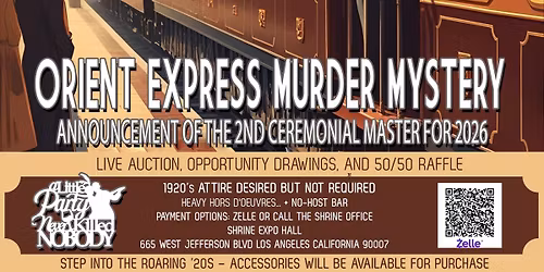 Al Malaikah Shriners Chief Rabban Fundraiser - A Murder Mystery 