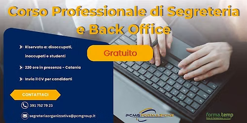 Corso Professionale Gratuito in Addetto\/a alla Segreteria e Back Office