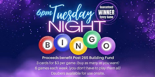 Bingo Tuesdays -- OPEN TO THE PUBLIC