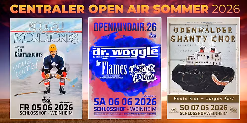 OPEN MIND AIR 2026 mit Dr. Woggle and the Radio \u2022 The Flames \u2022 B\u00e4sh D\u00e4 Party \u2022 Schlosshof Weinheim 