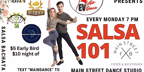 Salsa 101: Intro Latin Dance Group Class, May $5 early bird