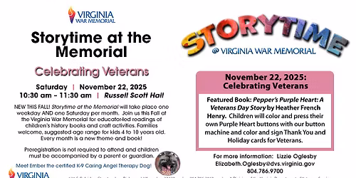 Storytime at the Memorial:  Celebrating Veterans