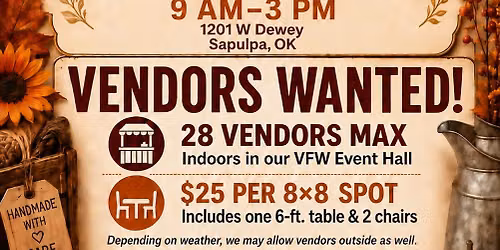 Holiday Bazaar Fundraiser for Sapulpa VFW Auxiliary Post 1320 