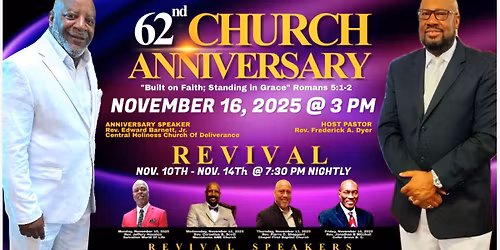 \ud83c\udf89 Grace Covenant New Love Ministries proudly celebrates 62 years of faith and favor! \ud83c\udf89