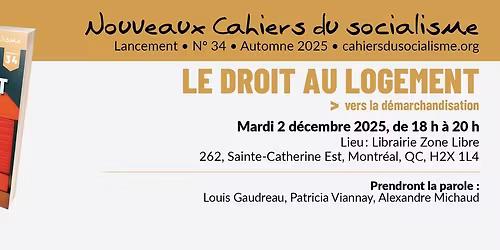 Lancement du no 34 des NCS sur le logement