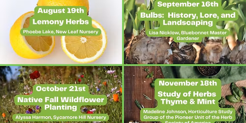 BMGA Lunch N Learn Series \u2013 Study of Herbs Thyme & Mint