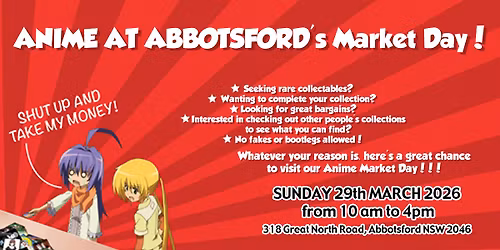 Anime at Abbotsford's MARKET DAY MARCH 29th