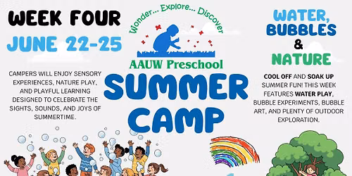 WAITLIST! AAUW Preschool Summer Camp Week 4