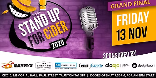 Stand Up for Cider \u2013 Comedy Show & Competition 2026 Final