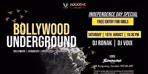 BOLLYWOOD UNDERGROUND -FREE FEMALE ENTRY