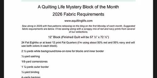 2026 Mystery Block of the Month Sew Along